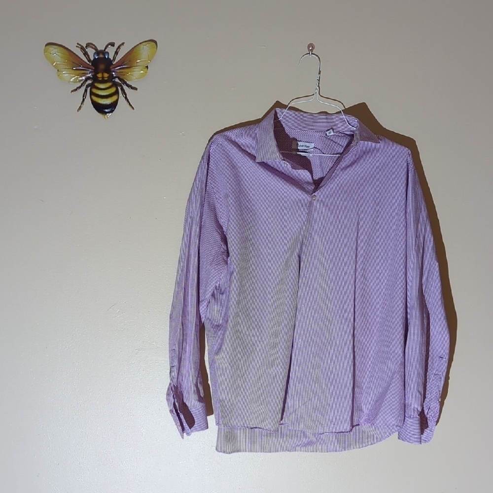 Calvin Klein Lavender Checkered Dress Shirt Size 17-34/35